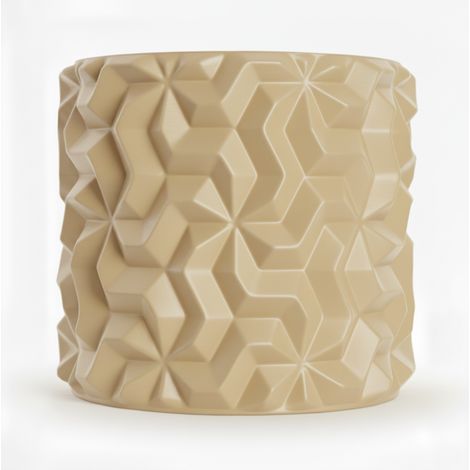 Cache-pot beige à motif géométrique 3D pour plantes en mezzanine (1/3)