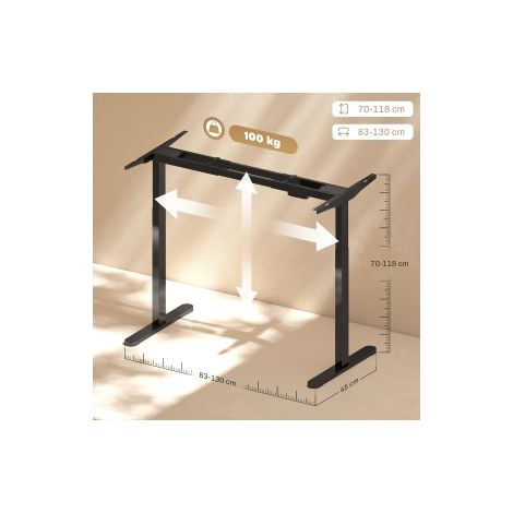 Piètement de bureau électrique noir à 2 moteurs avec 3 mémoires, faible bruit et protection anti-collision pour bureau et (1/5)