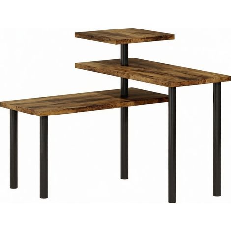 CHICFURN Estantería giratoria de mesa de 3 niveles para cocina, mueble organizador de esquina en metal y tablero de partículas, compacta, negra y marrón (1/5)