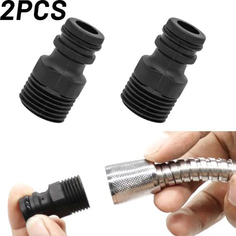 Lot de 2 adaptateurs de robinet filetés 1/2" BSP pour tuyau d'arrosage, raccords rapides pour système d'irrigation de jardin. (1/3)