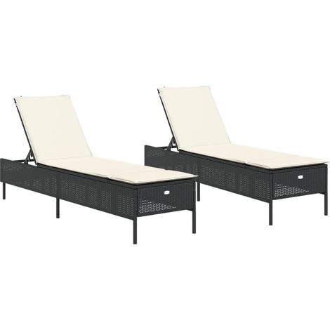 Maison Exclusive - Sonnenliegen mit Auflagen 2 Stk. Schwarz Poly