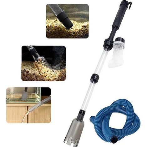 Aspirateur Aquarium Electrique, 3en1 Kit de Siphon d'Aquarium, Pompe à Siphon à Vide, Changeur d'Eau Laveur de Sable Nettoyage Des Débris Filtre Aspirateur de Gravier Électrique Convient pour (1/5)
