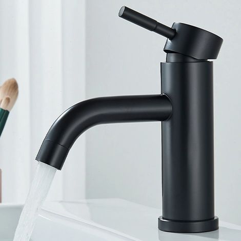 Mitigeur Lavabo Noir Mat, Robinet Salle Bain  Mélangeur Eau Froide et Chaude, Pas de Fuites, Installation Facile et Rapide, Inoxydable