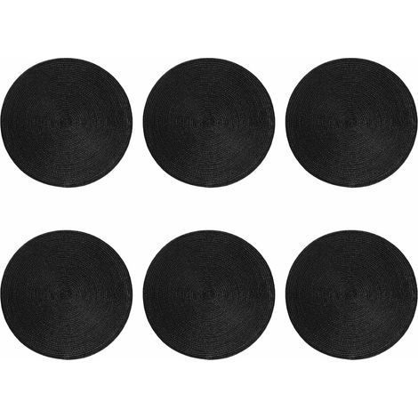 Set de Table Lot de 6 , 38cm,Sets de table ronds, fabriqués en polypropylène de haute qualité, adaptés à la cuisine., la Table à Manger, Les fêtes, Les Mariages(noir) (1/5)