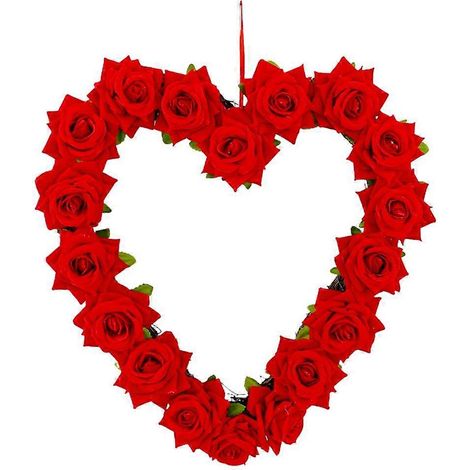 Guirlande de roses en forme de cœur pour la maison, guirlande de roses artificielles décoratives, couronne de fleurs pour la porte d'entrée (1/5)