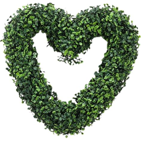 Guirlande En Forme De Coeur - Feuillage Artificiel Bois De Buis - 43 Cm - Décoration Intérieure Et Extérieure Abritée - 1 Pièce (1/5)