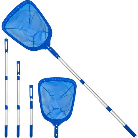 Épuisette de piscine – Râteau à feuilles amélioré 2025 pour nettoyage rapide des bassins, jacuzzi, spas, fournitures de nettoyage de piscine (mât) (1/5)