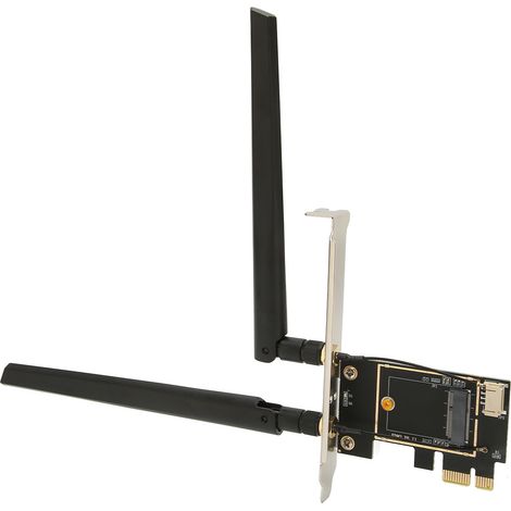 Carte adaptatrice NGFF M.2 vers PCIe Plug and Play, carte adaptateur réseau sans fil NGFF vers PCIe avec antenne intégrée (modèle Elite). (1/5)