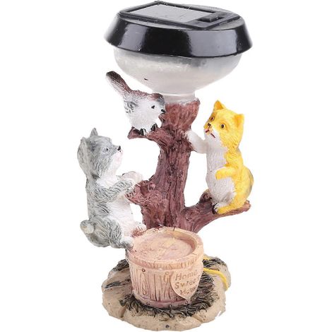Statuette d'animal de dessin animé, lampe solaire, chaton mignon, chiot, lapin, figurine en résine, sculpture, lampe, art, artisanat, ornement, décoration extérieure pour jardin et pelouse - Chat