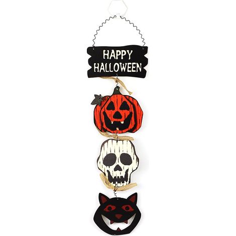 Panneau de bienvenue à accrocher à la porte d'Halloween, plaque en bois pour maison, école, extérieur, maison hantée (1/5)