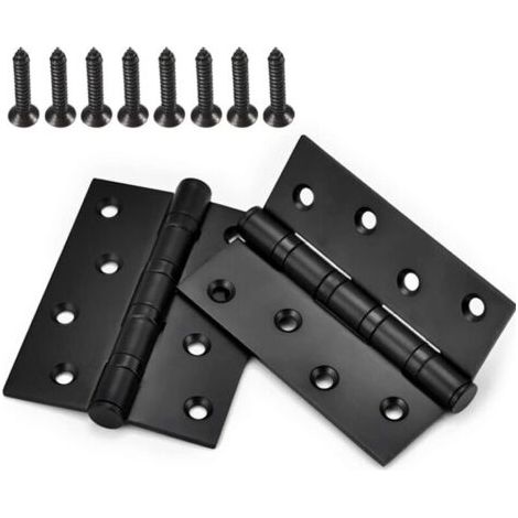 2 Pcs Charnière de Porte à Roulement à Billes Noir en Inox Charnières Portes Pliables pour Meubles Grange Garage avec Vis (1/5)