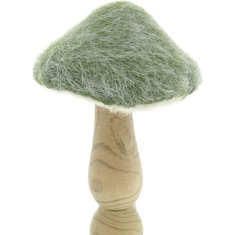GASPER Herbst- und Weihnachtsdeko Pilz Grün & Natur Ø 11 cm - Holz & Filz (1/4)