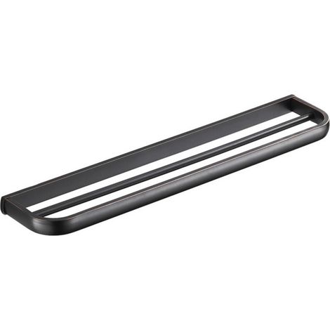 Porte-serviettes mural en laiton, double tige, pour salle de bain et cuisine, 57 cm (noir) (1/5)
