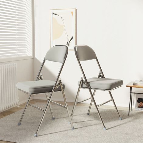 Lot de 2 Chaises Pliantes en Similicuir Durable – Faciles à Nettoyer & Gain de Place Maximal – Idéal Bureau/Salle à Manger/Extérieur/Mariage (Design Polyvalent) (1/5)