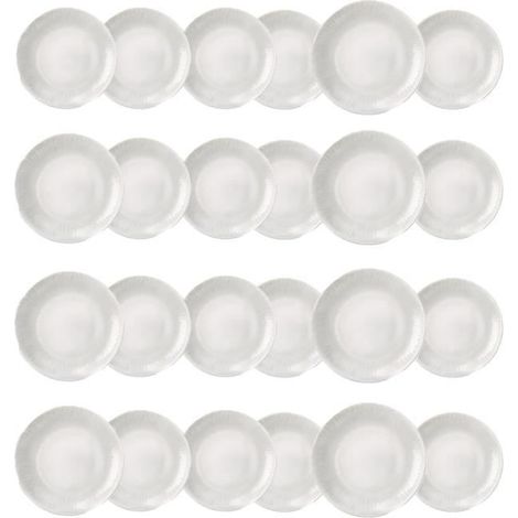 Service de 24 assiettes creuses - JUANIO - Ø 20 cm - Verre opale - Blanc - Compatible micro-ondes (1/4)