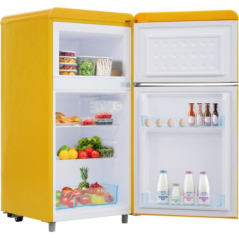 Retro-Kühlschrank Doppeltürkühlschrank 72L - 21L Gefrier - 120kWh/Jahr LED-Licht Energieklasse E (1/5)