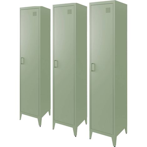 sweeek - 3er-Set industrielle Kleiderschränke aus Stahl mit 4 Ablageflächen