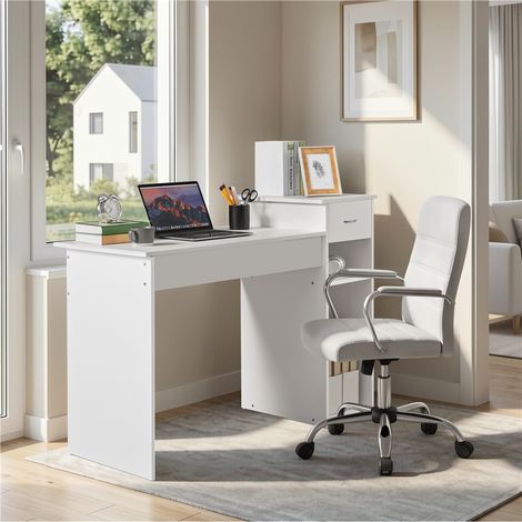 Yaheetech Scrivania Moderna per PC con Cassetto e Mensola Ufficio Studio Tavolo Da Lavoro con Cassetto e Mensola Ripiano, Dimensione 122 X 50 X 87 Cm, Struttura Stabile Adatto per Ufficio e Studio (1/5)