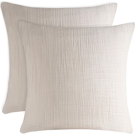 taie Oreille 80x80 en Mousseline - Lot de 2 - taie d'oreiller en Gaze de Coton - Housse Parure de lit Gaze de Coton - Housses Extra Douces - Lavable à 40 °C - Linge lit Respirant - Gris (1/5)