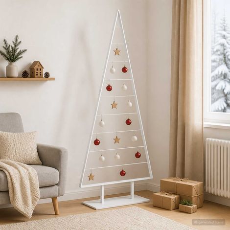 vidaXL Árbol de Navidad de metal KUOPIO 210 cm Acero Blanco (1/5)