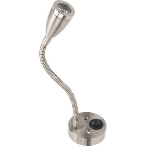 Lampe de chevet LED pivotante à 360° avec col de cygne flexible pour camping-car, bateau, camion, voiture, 12 V à 24 V CC, finition nickelée. (1/5)