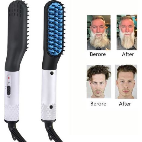 Fer à lisser électrique multifonctionnel peigne à cheveux brosse chauffage rapide barbe fer à lisser pour hommes (1/4)