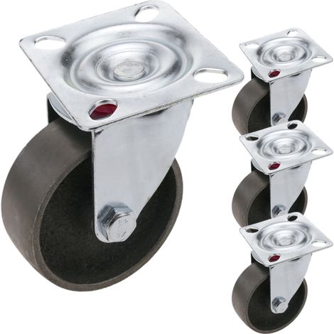 PrimeMatik - Ruedas pivotantes industriales de metal sin freno 75 mm 4 unidades