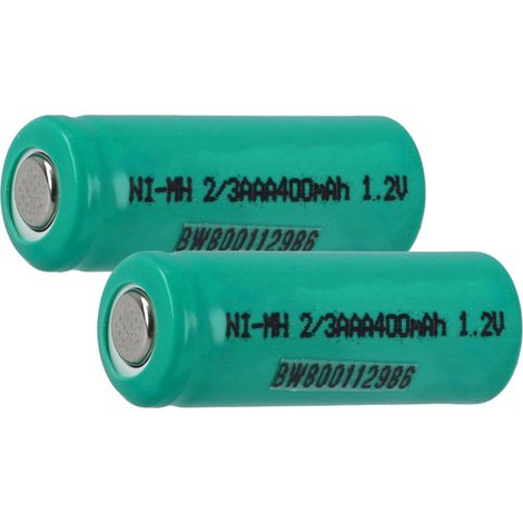 vhbw 2x celdas batería reemplaza 2/3AAA para baterías - 400 mAh, 1,2 V, NiMH