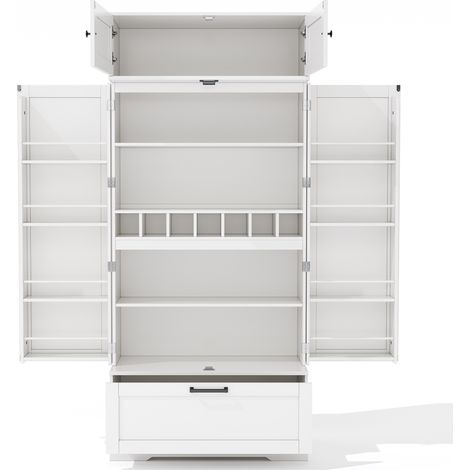 Armoire de rangement pour cuisine 80x40x180 cm avec étagères réglables, tiroirs, casier à vin et portes - style industriel (1/5)