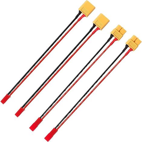 4 Pièces XT60 vers JST Câble Adaptateur, JST Connecteur vers Prise XT60 Connecteur, avec 15cm 20AWG Câble en Silicone, pour Batteries Lipo (1/5)