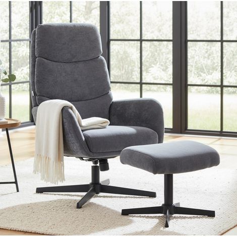Poltrona relax con pouf oscillante grigio in metallo OKMYHOME (1/4)