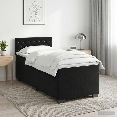 Cama box spring con colchón Negro 90 x 190 cm Terciopelo (1/5)
