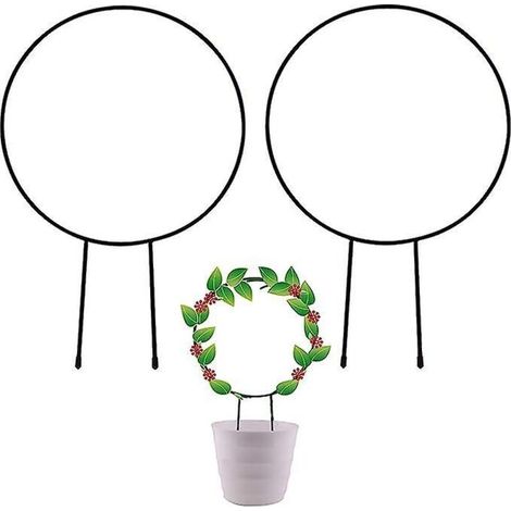 Set of 2 metal plant supports for garden plants, 33cm decorative pots with black coating, for climbing plants. - AquaForge (1/5)