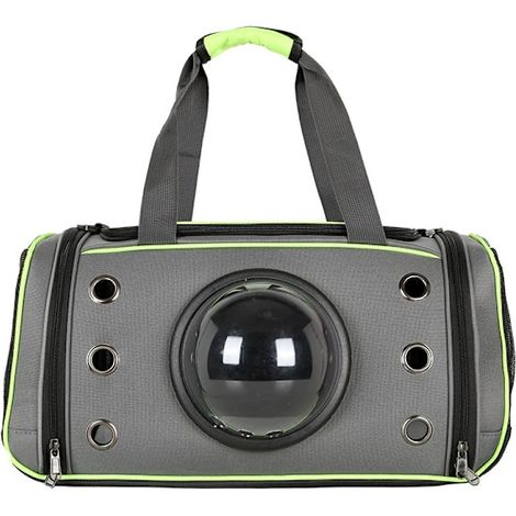 Sac de transport souple pour chat HA avec fenêtre à bulles, rembourrage amovible et bandoulière réglable, idéal pour transporter votre chat. (1/5)