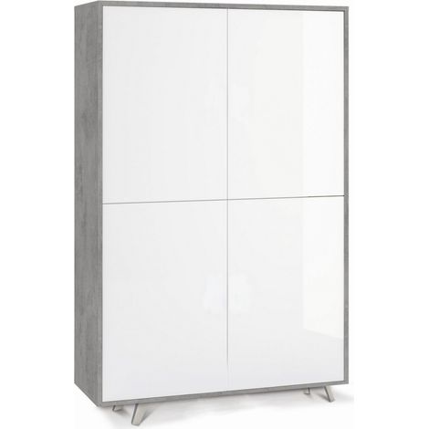 Mobile 4 Ante 108L x 41P x h161 – Finitura Cemento e Bianco Lucido – Sarmog (1/2)