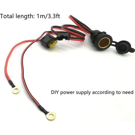 Prises Allume-Cigare puissance élevée Prise DC fixable Imperméable Marine Grade étanche pour Bateau Moto Voiture Câble de 2,5 mm² de 1 m Supporte un courant de 20 A 12 V/24 V CC (Lot de 2) (1/5)