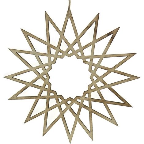 POSIWIO Weihnachtsdeko Stern Natur 16 Zacken Ø ca. 23,6 cm zum Aufhängen - Holz (1/2)