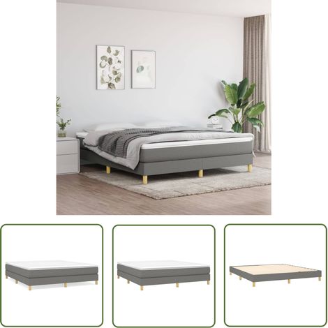 The Living Store Boxspringbett mit Matratze Dunkelgrau 160x200 cm Stoff - Boxspringbett - Doppelbett - Bettenrahmen - Matratze - Matratzenauflage (1/5)