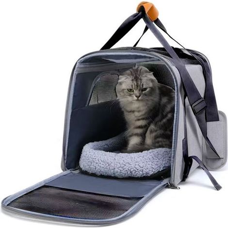 Trasportino per gatti - Borsa per il trasporto di animali domestici - Borsa portatile per il trasporto di gatti con apertura superiore - Con tappetino rimovibile e rete traspirante - Gabbia per il tra (1/5)