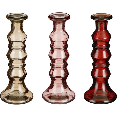 Mica Kerzenständer Eve rot, rosa, braun Recyeltes Glas 22 x Ø 9 cm Kerzenhalter