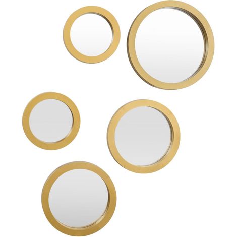 Set di 5 specchi rotondi LARA, color oro