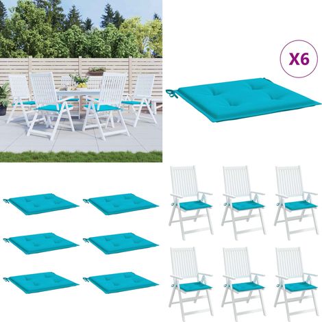 Coussins de chaise de jardin lot de 6 turquoise 40x40x3cm tissu - Coussins De Chaise - Coussins D'extérieur - Coussins De Jardin - Tissus Oxford - Coussins Imperméables - Home & Living