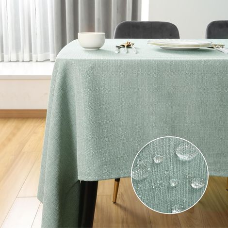 Tovaglia rettangolare antimacchia e impermeabile, tessuto effetto lino, lavabile in lavatrice, per tavoli di casa, ristoranti, bar e hotel - 140 x 140 cm, verde chiaro
