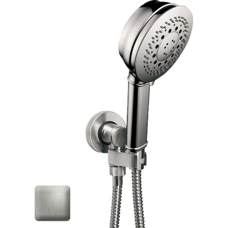 Ensemble sortie murale avec support orientable, flexible 150, douchette CLASSIC 3 jets Nickel satiné - Bossini C17003C094 (1/2)