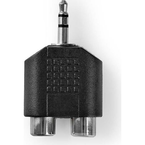 Adattatore audio stereo 35 mm hane 2x rca hona nickelplaterad rak abs svart 1 pz serratura