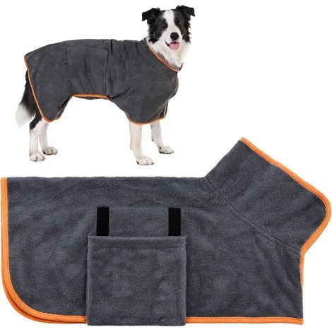Super Absorbent Microfiber Dog Bathrobe, Adjustable Straps, Quick Drying for Bath and Winter (1/5)