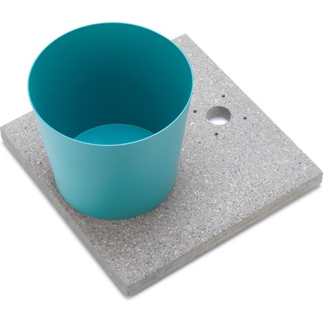 Base con Vaschetta per Fontane con Ghiera Piccola 40x40x5 cm in Cemento Belfer 42/BSE/4 Turchese