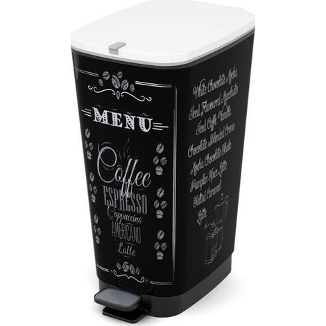 Poubelle à pédale 50 litres – Design moderne noir et blanc – Joint anti-odeur – Cerclage intérieur pour sac – KIS (1/4)