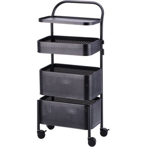 Regalo Italiano Carrello 1 Ripiano e 3 Ceste Ass. Acciaio 30 x 23 Cm H 71 Cm 1 Pz