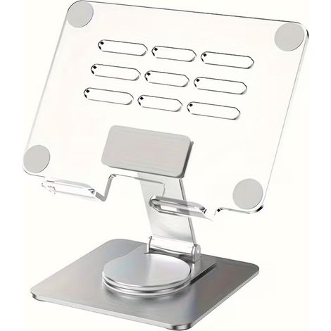 Support pour tablette en acrylique  Rotation à 360° et pliable  Support de bureau pour iPad et smartphones  Design simple et élégant